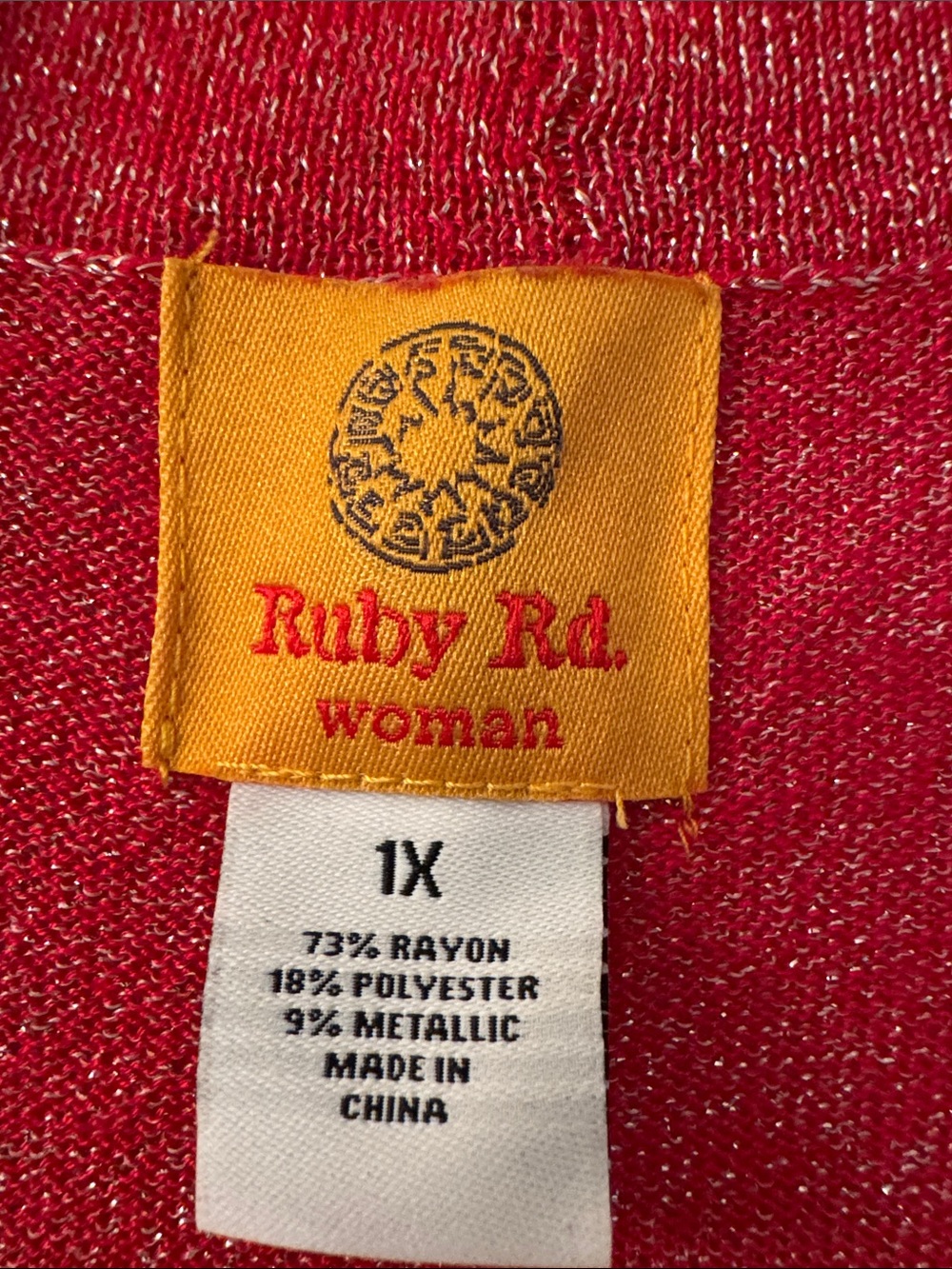 Ruby Rd. Shimmery Red Open-Front Cardigan - Picture 2 of 4
